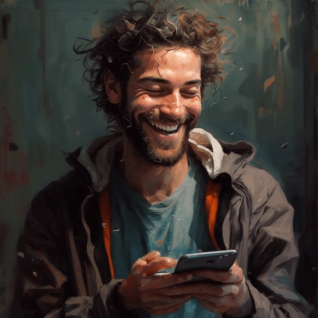 happy man with iphone